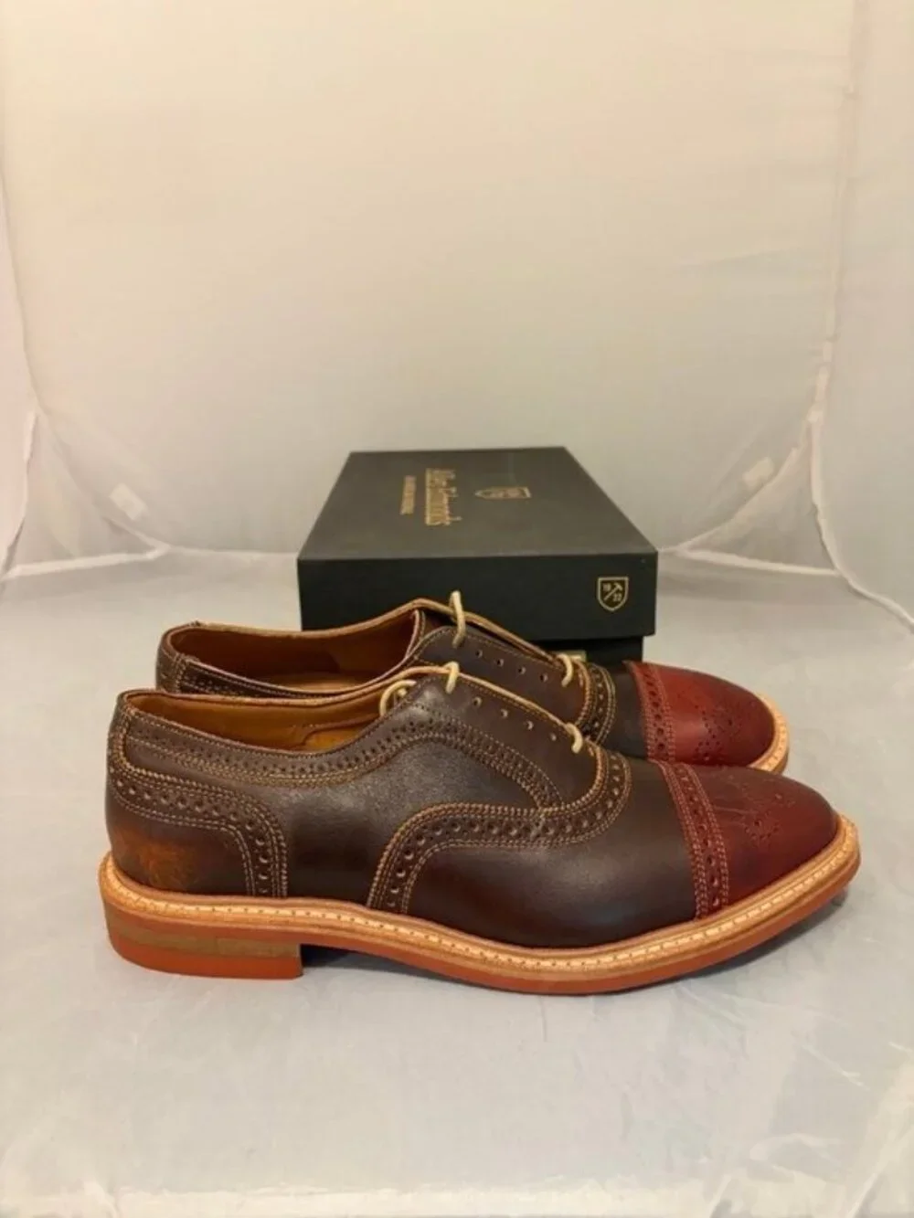 Allen Edmonds Rudolph Brown Leather Oxford Wingtip Mens dress shoe size 9.5 10